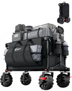 PORTAL Folding Wagon Black, All-Terrain, Beach Camping Garden Grocery
