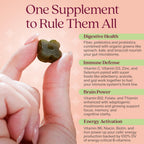 Rizz Low Sugar Green Gummies - 60+ Superfoods 6g Fiber - Prebiotic and Probiotic Gummies - Vegan Multivitamins for Women & Men - Gluten Free - Mushroom, Fruit and Vegetable Supplements - 30 Day Supply