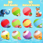 30 Pack Bath Bombs for Kids with Toys Inside, Kid Bath Bombs Gift Set with 30 Sea & Land & Sky Animal Surprise Toys, Stocking Stuffers for Kids Boys Girls, Christmas Gift, Natural Bubble Bath Fizzy