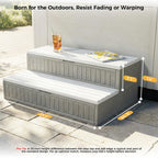 CAMMOO Hot Tub Steps - Double-Decker Large Storage & Snap-Together Assembly, Fully Sealed Spa Steps with Non-Slip Wider Step, Hot Tub Stairs, Outdoor/Indoor, Grey-White