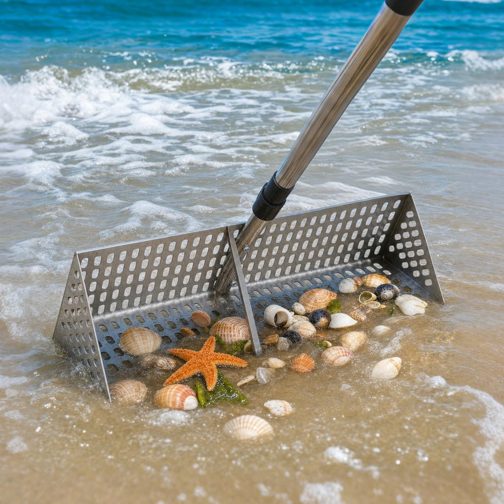 5 in 1 Sand Flea Rake for Beach, Collecting Shark Tooth Sand Fleas Shells