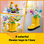 LEGO Creator 3 in 1 Flowers in Watering Can Building Toy Set - Fun, Creative Activity for Kids, Girls and Boys, Ages 8+ - Options to Build Rain Boots or Birds - 31149