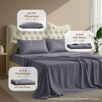 Full Sheets Set, 4 Pieces 16" Deep Pocket Hotel Luxury Bed Sheets, Grey