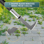 BARAYSTUS Crack Weeder, Stainless Steel Manual Crevice Weeding Tool,13" Weed Grabber Remover, L-Shaped Manual Weeder Puller, Durable Crevice Weeding Tool for Sidewalk Garden Patio Lawn