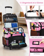 Marscamd Large Rolling Cleaning Caddy Bag with Detachable Trolley, Pink