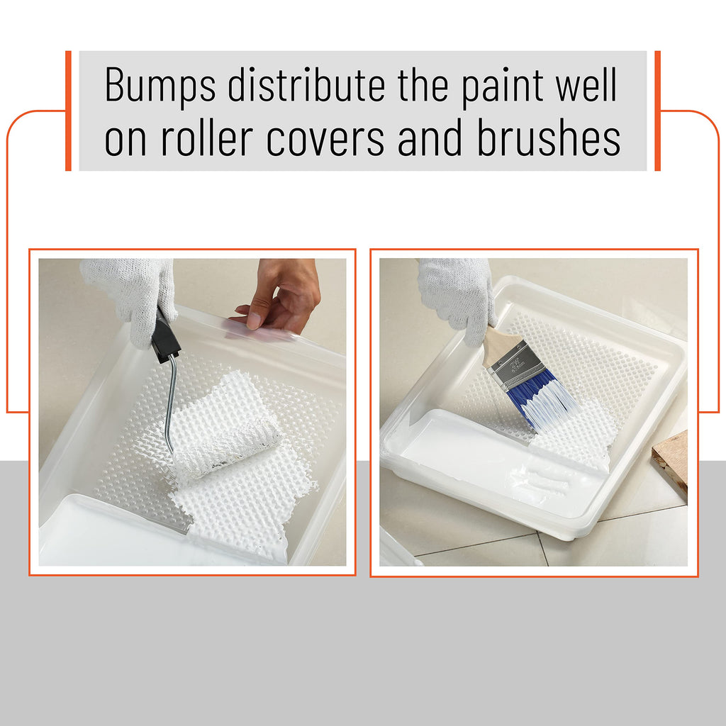 Bates- Paint Tray Liner, 9 Inch, 10 pcs, White Paint Pans Trays, Paint Roller Tray, Roller Tray Liners