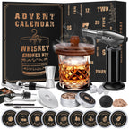 Whiskey Advent Calendar 2026 for Men, 24 Day Bourbon Smoker Infuser Kit for Cocktail and Whisky Lovers, Perfect Christmas for Husband, Dad, Boyfriend, Him(NO Butane, Glass)
