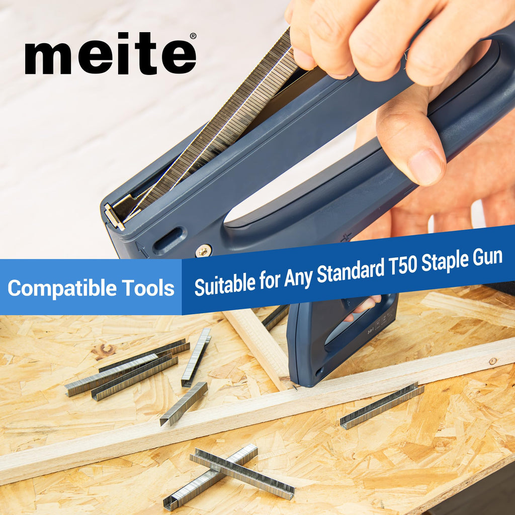 meite T50 Stainless Steel Staples Marine, 5/16 Inch Heavy Duty Staples for Staple Gun - 1512 Counts, 20 Gauge 3/8 Inch Crown T50 Upholstery Staple for Salt Water, Marine Applications