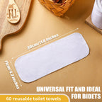 FuWeave 60 Pack Reusable Toilet Paper Towels No Tear Bidet Towels Washable Toilet Paper Bulk Paperless Rolls Cotton Treadmill Family Cloth Wipes (White)