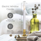TUDAK Electric Christmas Window Candle Lamp - 6-Pack | Brass-Plated Base with LED Bulbs | Dusk-to-Dawn Auto Sensor | Turns On in Dark, Off in Light | Ready to Use!