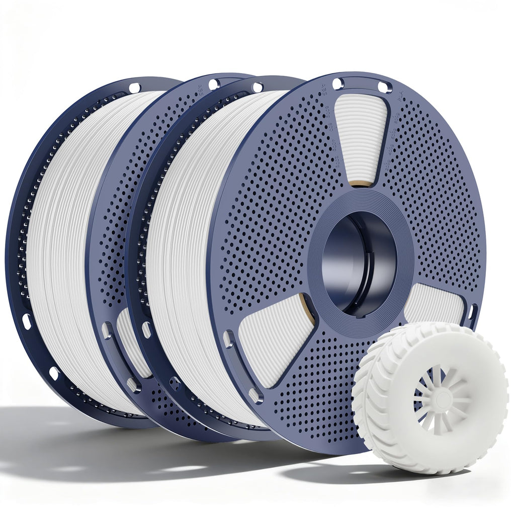 SUNLU TPU Filament 1.75mm, 95A Flexible 3D Printer Filament, Soft TPU 1kg Spool (2.2 lbs), Dimensional Accuracy +/- 0.03mm, Fit Most FDM Printer (White 2-Pack)