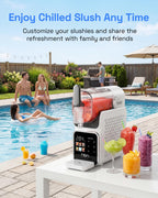 HBN Slushie Machine for Home No Ice Needed, Slushy Machine Frozen Drink Maker 88oz, Self-Cleaning, 6 Presets for Margaritas, Cocktails, Milkshakes and More, Perfect for Family Gathering, Summer Party