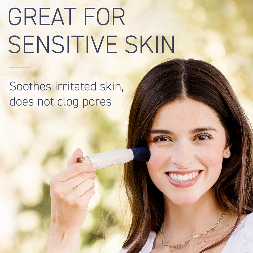 Brush On Block SPF 50 Mineral Powder Sunscreen, Translucent, Broad Spectrum, Water Resistant Face Protection, For All Skin Tones & Types, Reef Friendly, Mfg in USA