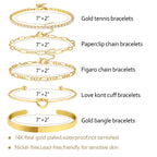 Dainty Non Tarnish Gold Bangle Cuff Tennis Bracelets for Women