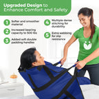 Positioning Bed Pad with 8 Reinforced Padded Handles - Washable Transfer Sheet for Lifting & Repositioning - Quick-Dry Patient Slide Blanket for Caregiver, Bedridden, Elderly - 48" x 40", Blue Ver 2