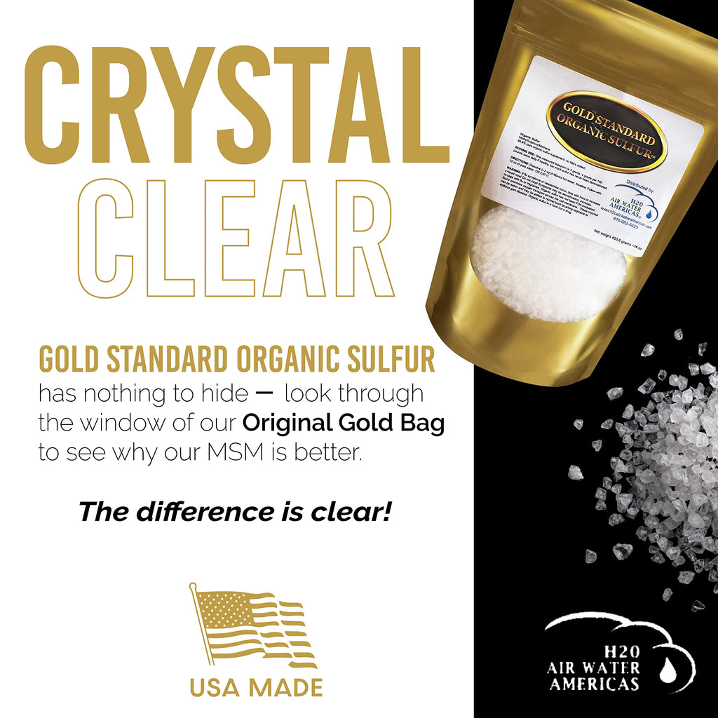 Gold Standard Organic Sulfur Crystals 2lb - 99.9% Pure MSM Crystals - High-Purity MSM Supplement Powder - Large Granular Flakes - 3rd Party Tested for Purity