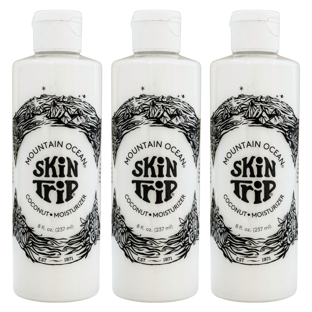 Mountain Ocean The Original Skin Trip Coconut Body Lotion, 8 Oz (Pack of 3), Lightweight, Fast Absorbing Moisturizer, with Coconut Oil, Aloe Vera, & Lanolin (New Look, Same Formula)