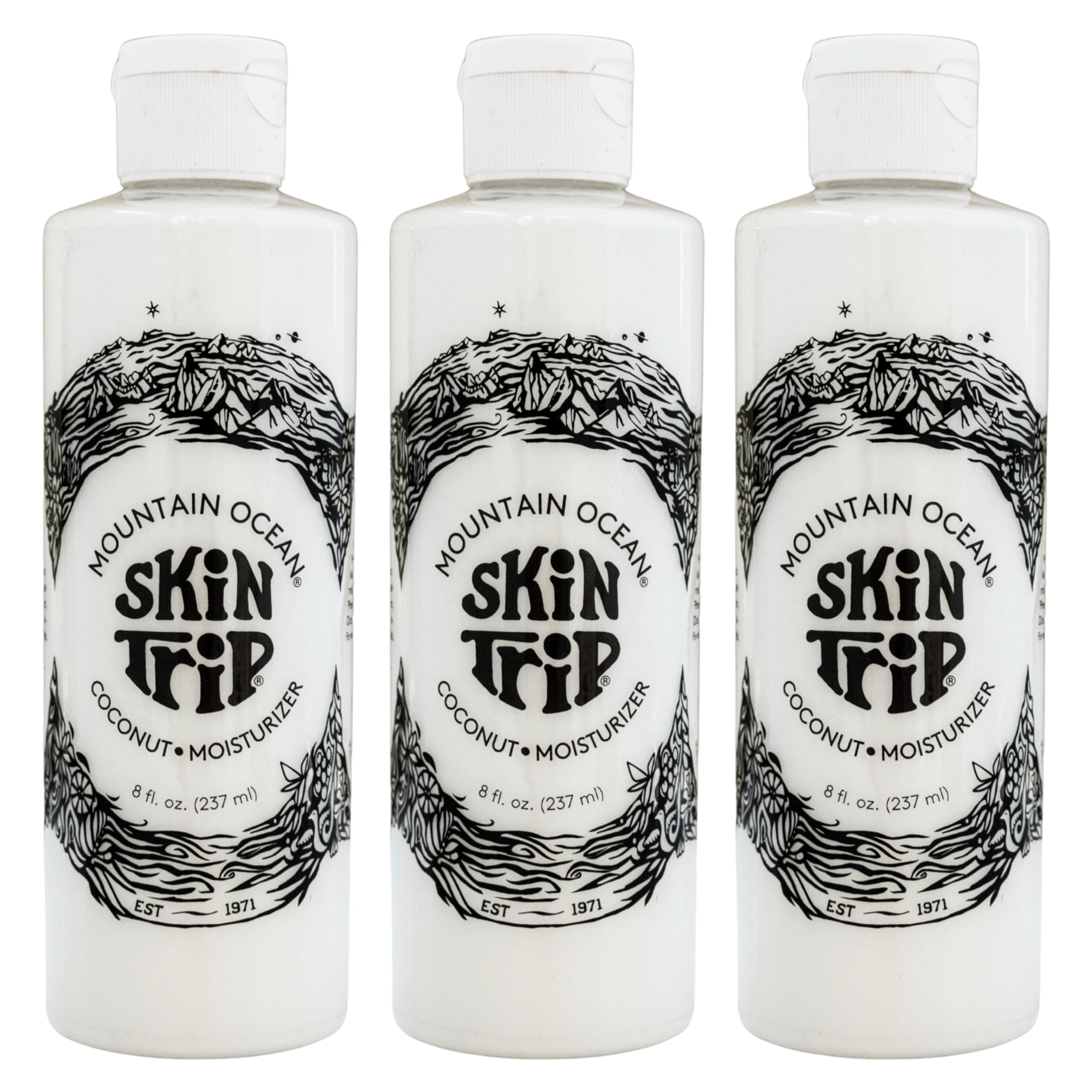 Mountain Ocean The Original Skin Trip Coconut Body Lotion, 8 Oz (Pack of 3), Lightweight, Fast Absorbing Moisturizer, with Coconut Oil, Aloe Vera, & Lanolin (New Look, Same Formula)