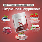 Layer Origin Simple Reds - Organic Red Polyphenols Whole Fruit Powder | Only Real Red Whole Fruits & Zero-fillers | 30 Servings