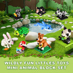 FUN LITTLE TOYS Party Favor for Kids, Mini Animals Building Blocks Sets Goodie Bags Stuffers for Kid, Small Toy Prizes, 12Pack Birthday Party Favor Easter Egg Fillers