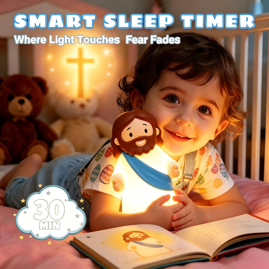 Jesus Night Light Rechargeable Bedside Night Light Dimmable Silicone LED Light Ideal for Religious Gatherings, Gifts for Sunday School, Baptism Presents, Easter Egg Decorations (blue) (Blue)