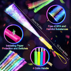 SHQDD 38 PCS Glow Sticks Bulk, Glow Fiber Optic Sticks, LED Light Wands, Glow in The Dark Party Supplies, Fiber Optic Wands for Weddings, Flashing LED Party Favors, Colorful Light Sticks