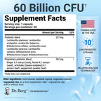 Dr. Berg Probiotic Supplement (60 Billion CFUs) - Helps Ease Occasional Constipation, Diarrhea, Gas & Bloating* - Pre and Probiotics for Digestive Health - 60 Probiotic Capsules