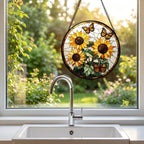 Zhuoyaju Stained Glass Window Hanging, Stain Glass Suncatcher, 7.8 x 7.8 in