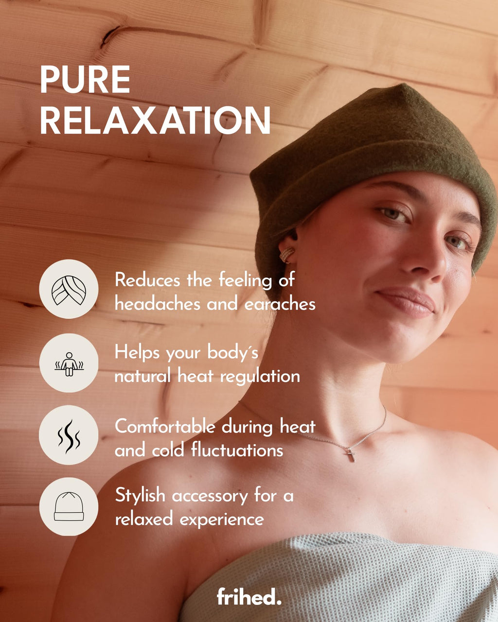 frihed. Sauna hat - Made of woolwalk - 100% Sheep's Wool - Premium Sauna Accessory for Men and Women - Flexible Size - Made in Germany (Forest)