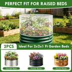 2 Pcs Garden Netting for Raised Beds for 2 FT Dia x 1 FT H Round Raised Beds Fine Mesh Plant Protection Covers with Drawstring & Zipper for Vegetables Herbs Flowers Seedlings