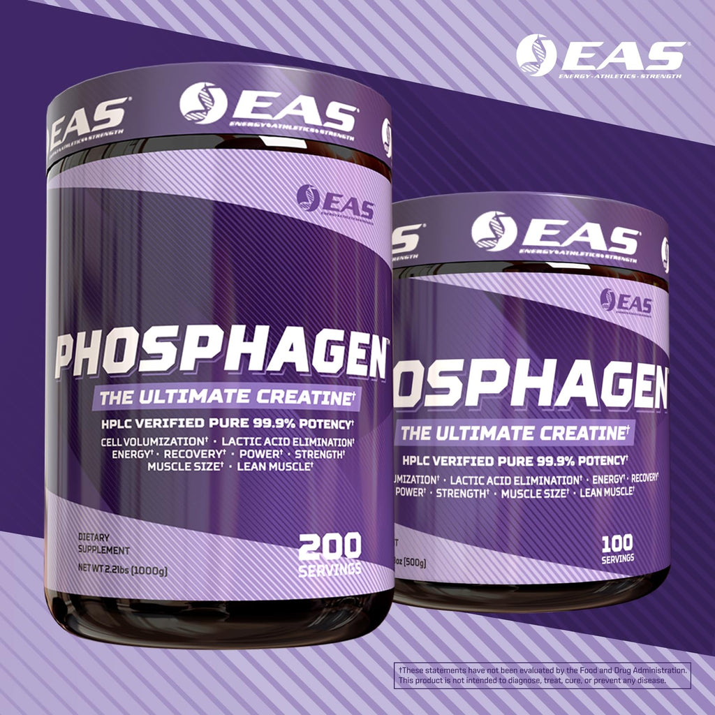 EAS Phosphagen Ultimate Creatine Powder | Power, Strength, Muscle Size, & Cell Volumization | Pure 99.9% Potency | 200 Servings (Unflavored)