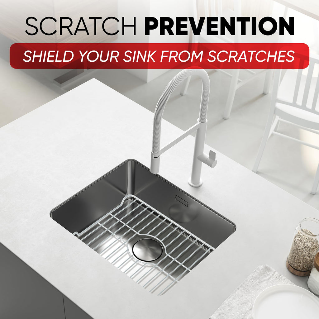 Better Houseware Sink Protectors for Kitchen Sink, Protective Metal Grid, 16x12.3x1 inches, White Kitchen Sink Mat to Shield Sink Base from Scratches, Rust-Resistant Coating, M