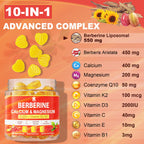 LILICARE Berberine Gummies Sugar Free, Extra Absorption with Liposomal Berberine & Berberine HCI, Calcium, Magnesium, AMPK Activitor for Sugar & Level, Energy, Metabolism,Vegan, Pack of 1