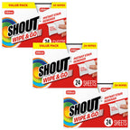 Shout Wipe & Go, Portable Instant Stain Remover Wipes, 24 Count, (3 Pack)