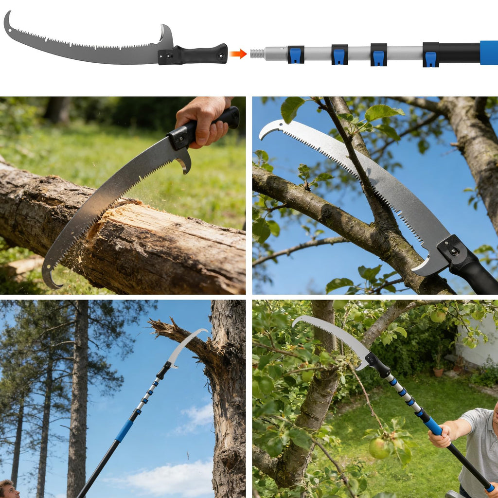 Manual Pole Saw for Tree Trimming, 26FT Telescoping Extension Pole Tree Pruner with 24" Blade, Hand Pole Saw for Cutting High Branches, Detachable Pruning Saw for Garden Yard Maintenance