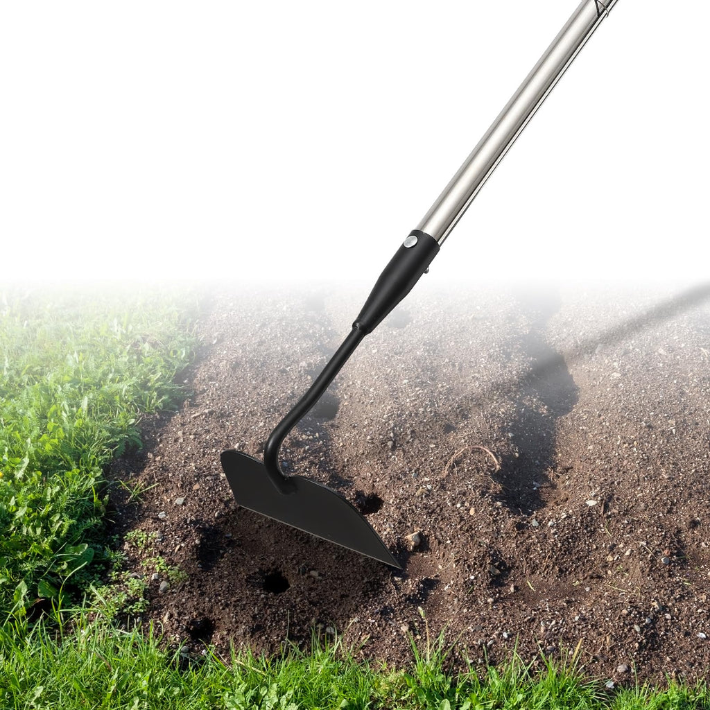 Draw Hoe Garden Tool, Heavy Duty Garden Hoes for Weeding Stainless Steel Long Handle, Easy Stand Up Scraping Weeder Tool for Garden, 63inch Adjustable Weed Hoe with 7-inch Wide Welded Blade