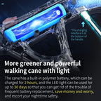 ispuoocti Smart Alarm Walking Cane for Men & Women, Telescopic and Adjustable Walking Sticks for Seniors, USB Direct Charge, with LED Light, One Cane for Three Purposes, Light and Stable (Black)