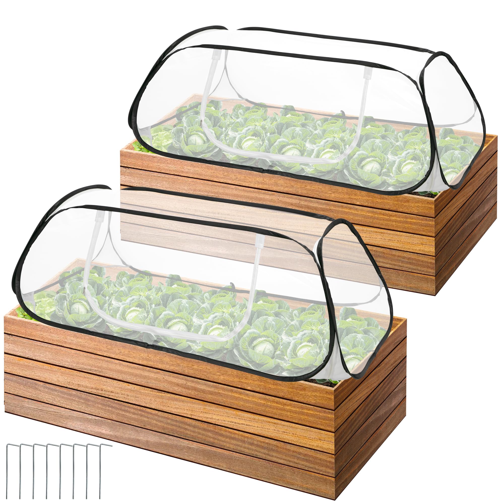 2 Pcs Pop Up Garden Rows Plant Cover,Raised Garden Beds Plants Protector