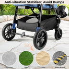 MAMIZO Pet Stroller for Medium Dogs Cats Up to 44 lbs, All-Terrain 3-in-1 Dog Stroller with Detachable Carrier, Rubber Wheels, One-Click Folding, Storage Basket & Cup Holder, for Senior Dogs & Cats