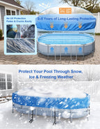 Feelife 16’ x 10’ Oval Pool Cover for Above Ground Pools, Built-in Elastic & 6 Integrated Cords, Easy 20s Setup, Above Ground Swimming Pool Cover Fits 16’ x10’ & 14’x8.2’ Pools