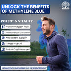 Core Organo Ultra-Pure & Premium 1% Methylene Blue Drops – 3rd Party Lab Tested, 99.9% Purity, Formaldehyde & Alcohol-Free, Pharmaceutical Grade Methylene Blue Drops – 60ml (2.02 fl oz)