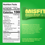 Misfits Vegan Protein Bars - Banana Bread | Nutrition Bars - 14g Protein, 1g Sugar, Plant-based, Low Carb, Non-GMO, Gluten Free Snacks | Pack of 12