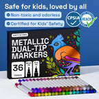 ARTISTRO 36 Metallic Dual-Tip Acrylic Paint Marker Pens