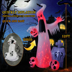 HOPOCO 12 FT Halloween Inflatables Outdoor Decorations Ghost with 3 Skulls
