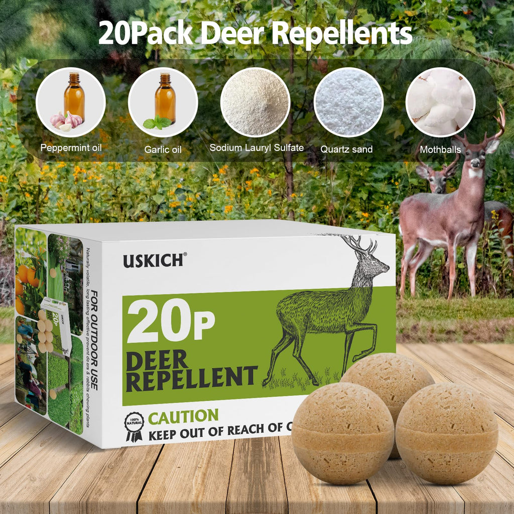 20 Pack Deer Repellent, Rabbit Repellent, Deer Deterrent, Powerful Deer Repellent Outdoor for Plants, Rabbit Repellant for Garden, Deers Repellent for Outdoor Tree Yard, Safe for Deer and Plants