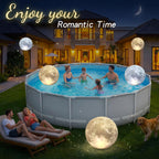 Cootway Full Moon Floating Pool Lights - 15" Inflatable Waterproof Solar Pool Lights that Float, Cool White&Warm White Light Up Pools Balls, Float or Hang in Pond Backyard Garden Party Decorations(2)