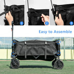 Xxerciz Collapsible Wagon Side Pocket for Umbrella, 900D Oxford Storage Bag with Mesh Pouch for Folding Wagon, Garden Cart Accessories Bag for Camping Garden Sports