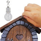 Juegoal Fairy Gnome Home Miniature Window and Door with Litter lamp for Trees Decoration, Glow in Dark Fairies Sleeping Door and Windows, Yard Art Garden Sculpture, Lawn Ornament Decor