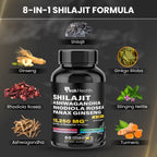 Peakhealth Shilajit Sea Moss Black Seed Oil Ashwagandha Capsules for Man Woman,2 Bottle Combo with Turmeric, Panax Ginseng, Rhodiola,19,445mg Herbal Formula,Energy & Immune Support, 60 Capsules