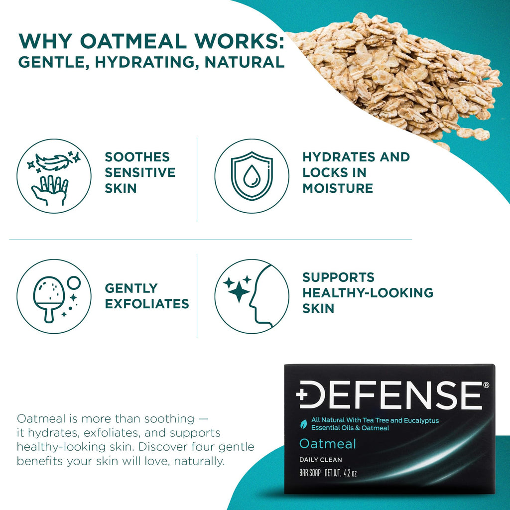 Defense Soap 5pk All Natural Oatmeal Bar Soap for Men | Made by Wrestlers with Tea Tree Oil & Eucalyptus Oil to Promote Healthy Skin